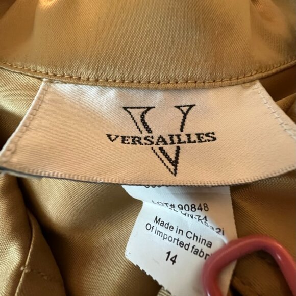 Versaille Satin-Like Golden Caramel Color Button Down Waist Length Jacket, 14 - Picture 4 of 5